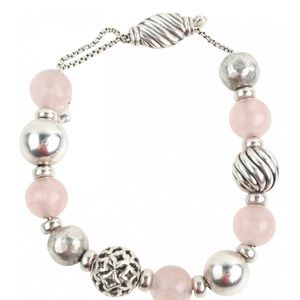 Authentic David Yurman Rose Quartz beaded bracelet 9 inches